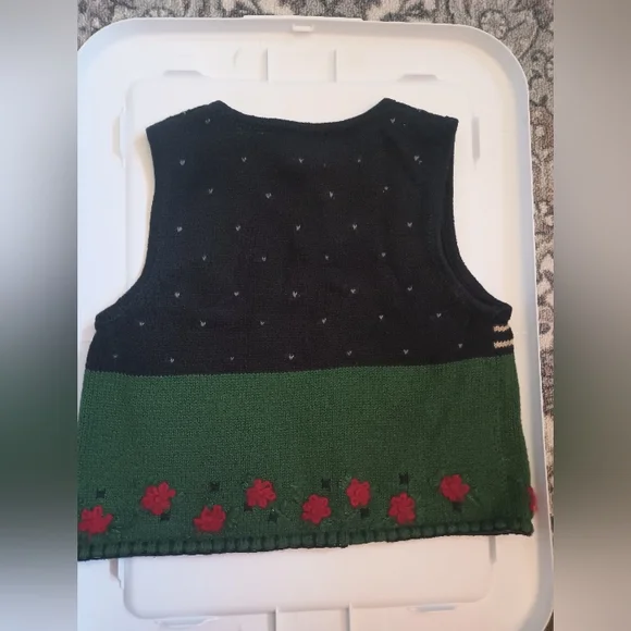 Vintage Hartstrings Girls Horse Needlepoint Sweater Vest Button Equestrian - Picture 6 of 10